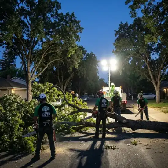 Emergency night tree removal in Los Angeles after a storm